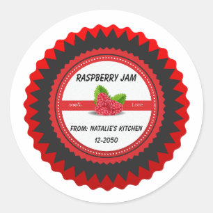 Raspberry jam gemaakt met liefde Modern Rood Ronde Sticker