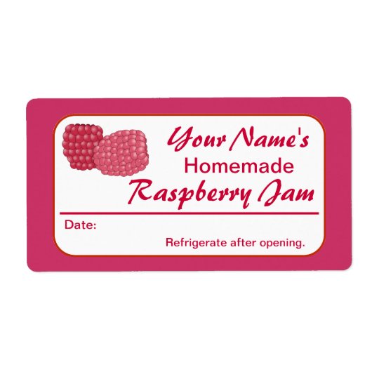 Raspberry Jam Gepersonaliseerd Behoud Label voor J (Voorkant)