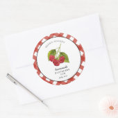 Raspberry Jam Gingham Jar Ronde Sticker (Envelop)