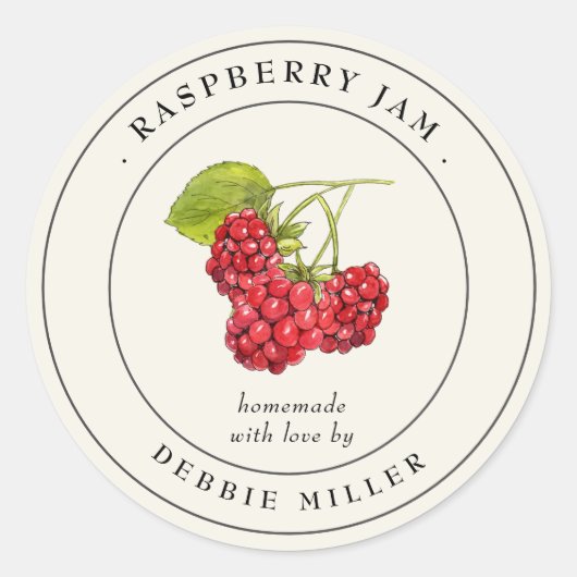 Raspberry jam inblikken Label (Voorkant)