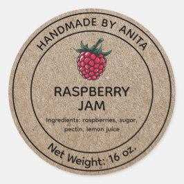 Raspberry Jam Jelly Jar Label Kraft-papierstijl