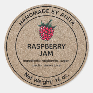 Raspberry Jam Jelly Jar Label Kraft-papierstijl