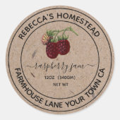 Raspberry Jam Kraft Paper Canning Jar Labels (Voorkant)
