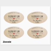 Raspberry jam Kraft papier zelfgemaakt met liefde Ovale Sticker (Vel)