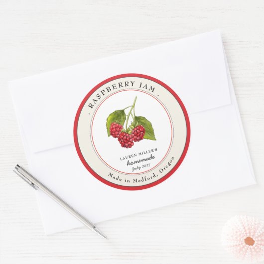 Raspberry Jam potje Inblikken label (Envelop)