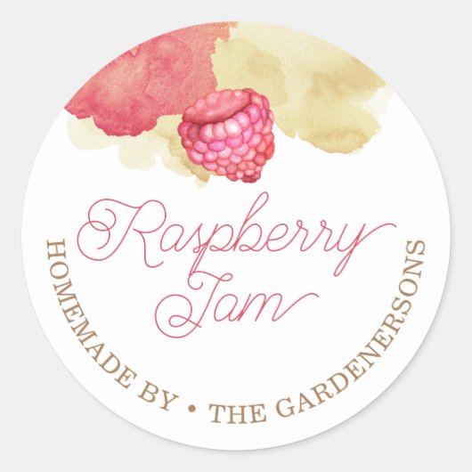 Raspberry Jam Waterverf Classic Round Sticker (Voorkant)