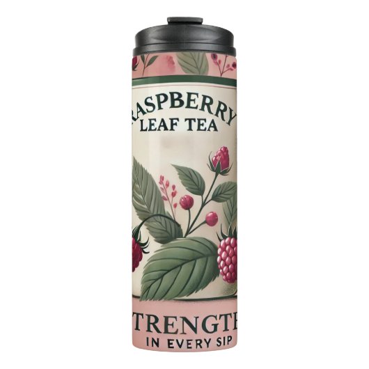 Raspberry Leaf Tea Design AI-kunst Thermosbeker (Voorkant)