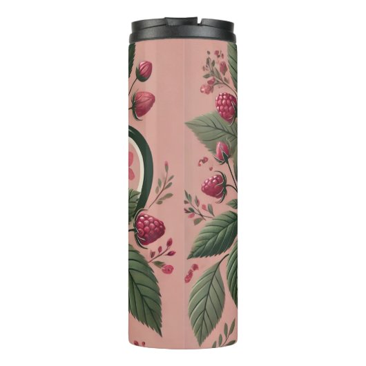 Raspberry Leaf Tea Design AI-kunst Thermosbeker (Achterkant)