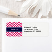 Raspberry Lg Chevron Navy Blue Name Monogram Etiket (Insitu)