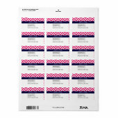 Raspberry Lg Chevron Navy Blue Name Monogram Etiket (Full Sheet)