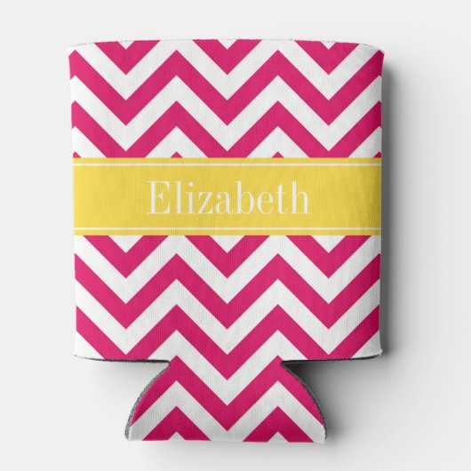 Raspberry Lg Chevron Pineapple Naam Monogram Blikjeskoeler (Achterkant)