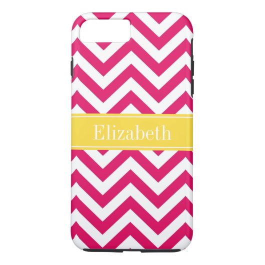 Raspberry Lg Chevron Pineapple Naam Monogram Case-Mate iPhone Case (Achterkant)