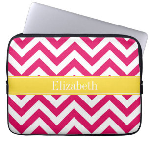 Raspberry Lg Chevron Pineapple Naam Monogram Laptop Sleeve