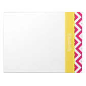 Raspberry Lg Chevron Pineapple Naam Monogram Notitieblok (Voorkant)