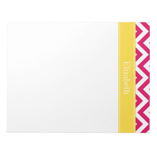 Raspberry Lg Chevron Pineapple Naam Monogram Notitieblok (Voorkant)