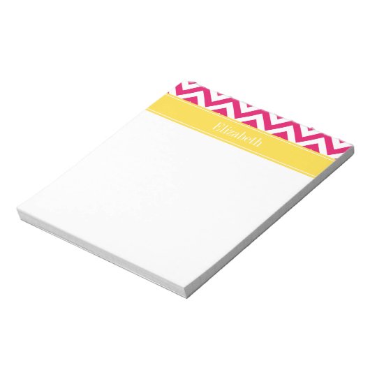 Raspberry Lg Chevron Pineapple Naam Monogram Notitieblok (Linkerzijde)