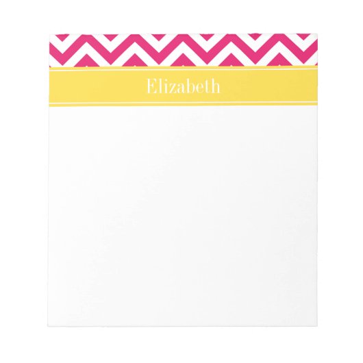 Raspberry Lg Chevron Pineapple Naam Monogram Notitieblok (Voorkant)