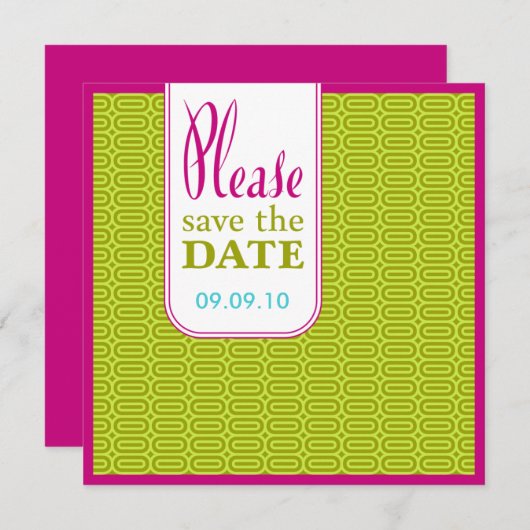 Raspberry Limoen Geo Abstract sparen de Datum uitn Save The Date (Voorkant / Achterkant)