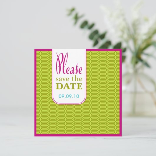 Raspberry Limoen Geo Abstract sparen de Datum uitn Save The Date (Staand voorkant)