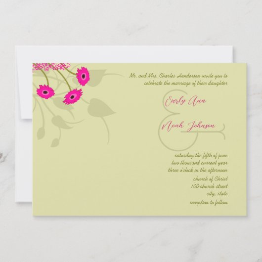 Raspberry Limoen Gerbers Wedding Invitations Kaart (Voorkant)