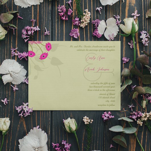 Raspberry Limoen Gerbers Wedding Invitations Kaart