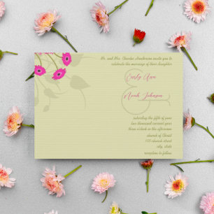 Raspberry Limoen Gerbers Wedding Invitations Kaart
