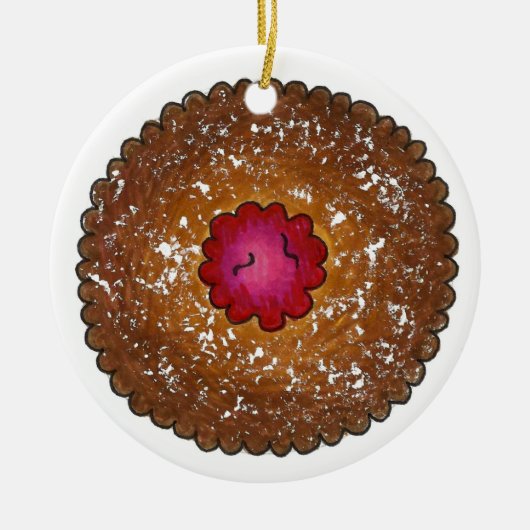 Raspberry Linzer Torte Holiday Kerstkoekje Keramisch Ornament (Voorkant)