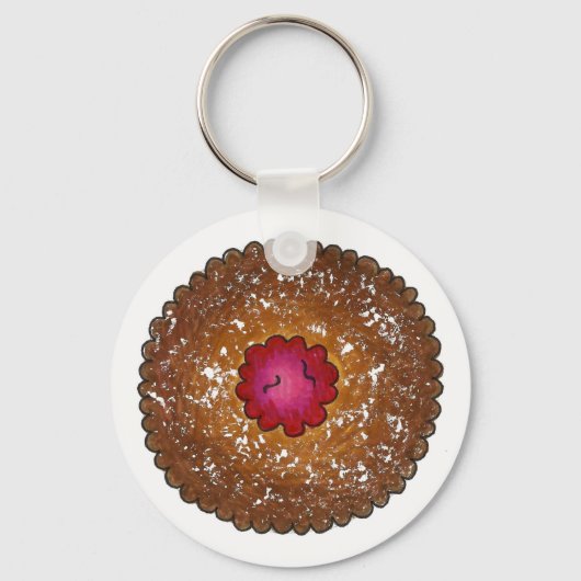 Raspberry Linzer Torte Kerstkerkerkoekje Holiday Sleutelhanger (Voorkant)