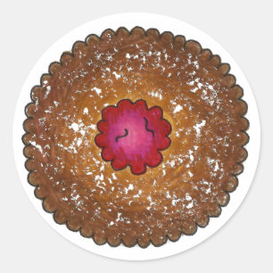 Raspberry Linzer Torte Kerstmis Cookie Bake Sale Ronde Sticker