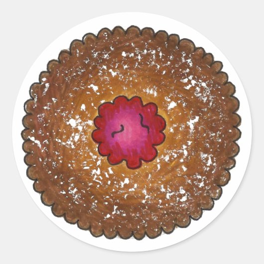 Raspberry Linzer Torte Kerstmis Cookie Bake Sale Ronde Sticker (Voorkant)