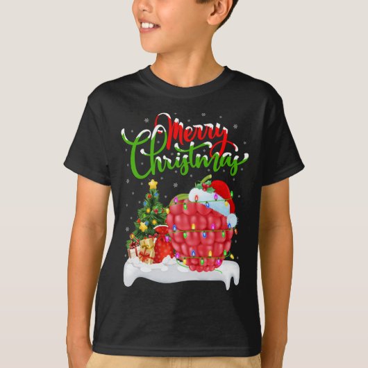Raspberry Lover Xmas Lighting Santa Raspberry Chri T-shirt (Voorkant)