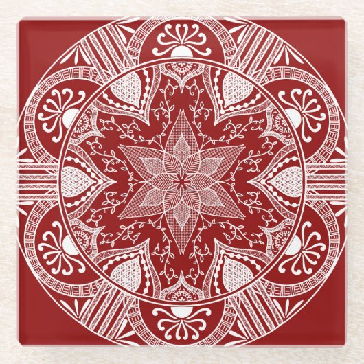 Raspberry Mandala Glazen Onderzetter (Voorkant)