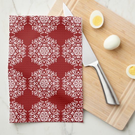Raspberry Mandala Theedoek (Quarter Fold)