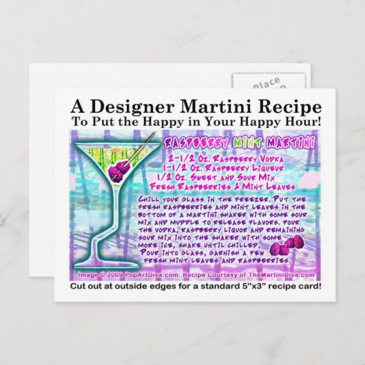Raspberry Mint Martini Recipe Briefkaart (Voorkant / Achterkant)