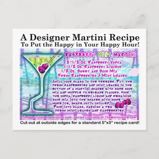 Raspberry Mint Martini Recipe Briefkaart (Voorkant)