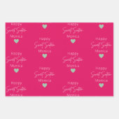 Raspberry, Mint, Sweet 16 gepersonaliseerde verjaa Inpakpapier Vel (Voorkant)
