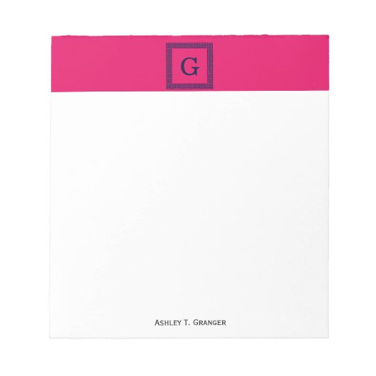 Raspberry, Navy Blauw Griekse sleutel #1 ingelijst Notitieblok (Voorkant)