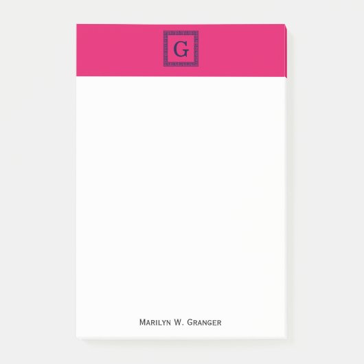 Raspberry, Navy Blauw Griekse sleutel #1 ingelijst Post-it® Notes (Voorkant)