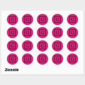 Raspberry, Navy Blauw Griekse sleutel #1 ingelijst Ronde Sticker (Vel)
