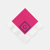 Raspberry, Navy Blauw Griekse sleutel #1 ingelijst Servetten (Hoek)