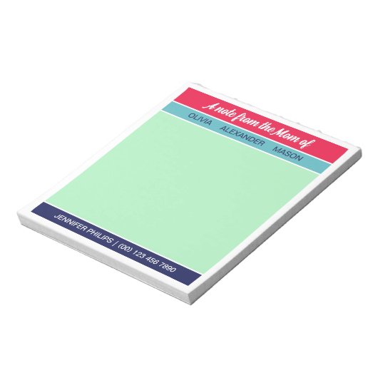 Raspberry Navy Mint Een Notitie Van De Moeder Van Notitieblok (Linkerzijde)