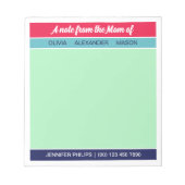 Raspberry Navy Mint Een Notitie Van De Moeder Van Notitieblok (Voorkant)