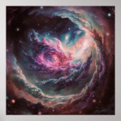 Raspberry Nebula - Levendige Kosmische Kunst Poster (Voorkant)