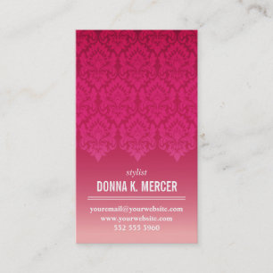 Raspberry Ombre Damask Panel Visitekaartje
