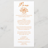 Raspberry Orange Hand Drawn Floral Wedding Menu  (Voorkant)