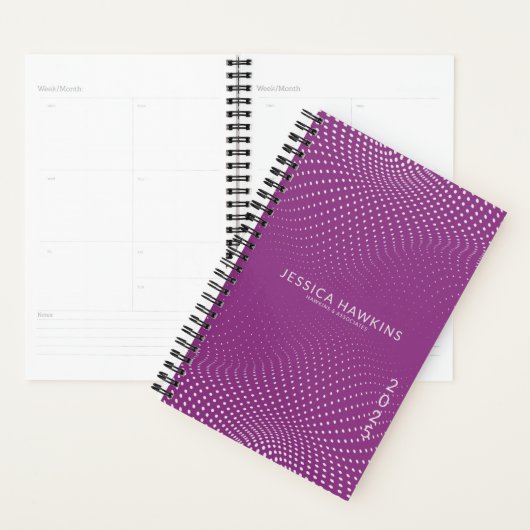 Raspberry Paarse Pop Stippen Jaar Wekelijks Planner (Display)