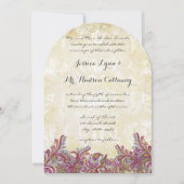 Raspberry Paisley Damask Wedding Invitations Kaart (Voorkant)