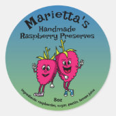 Raspberry Pals Grappige Cartoon Jam Pie en meer Ronde Sticker (Voorkant)