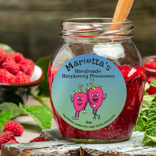 Raspberry Pals Grappige Cartoon Jam Pie en meer Ronde Sticker