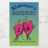 Raspberry Pals Grappige Cartoon Jam Pie en meer Voedselcontainer Etiket (Enkel label)